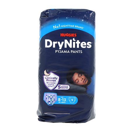 Calça de pijama Drynites 8-13 anos 30-48 kg 9 unidades menino