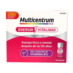 Multicentrum Energy & Vitality 50+ Sabor Framboesa 30 Frascos de 7ml