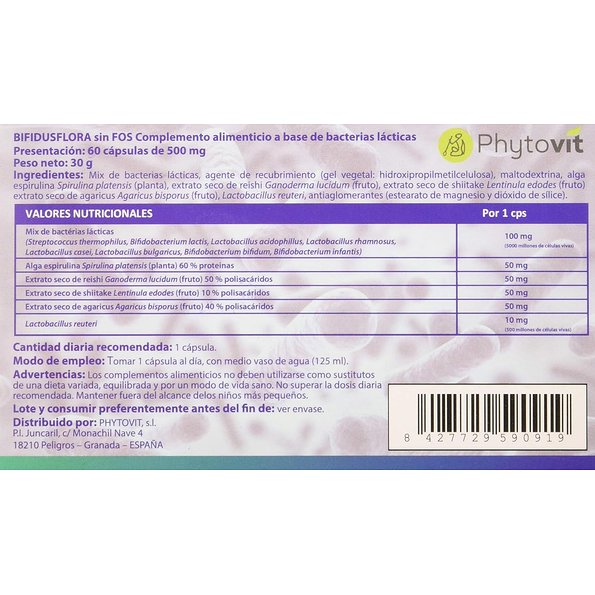 Phytovit Bifidusflora Sem Fos 60 Cápsulas