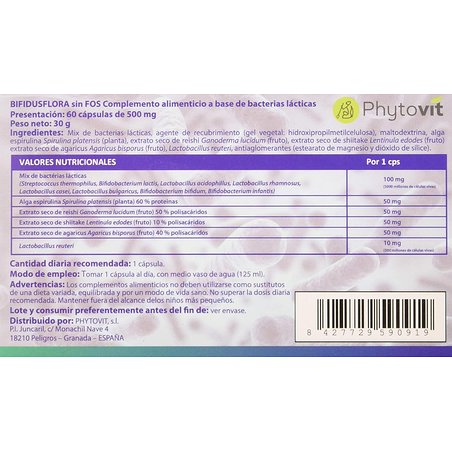 Phytovit Bifidusflora Sem Fos 60 Cápsulas