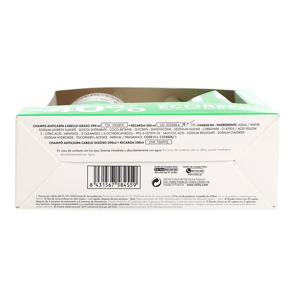 Vichy Dercos Champu Anticaspa Grasa 390ml Ecoref