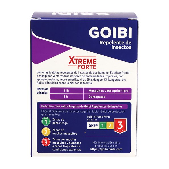 Lenços umedecidos anti-mosquito Goibi Xtreme Forte 16 unidades