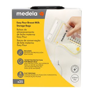 Sacos para armazenamento de leite Medela Easy Pour, 25 unidades, 210 ml