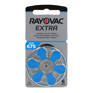 Pilhas Rayovac Extra para Aparelhos Auditivos 675 Azul 6 Unidades