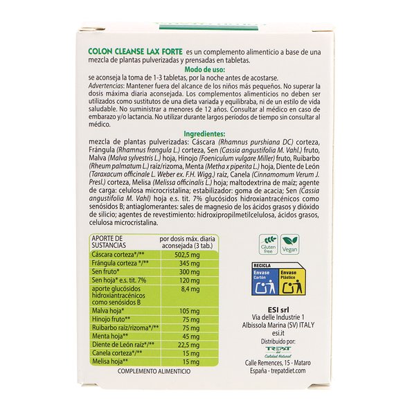 Colon Cleanse Lax Forte 30 Tablets Esi