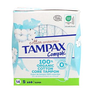 Tampax Organic Cotton Tampons Compak Super 14 Units