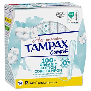Tampões de algodão orgânico Tampax Compak Regular 14 unidades