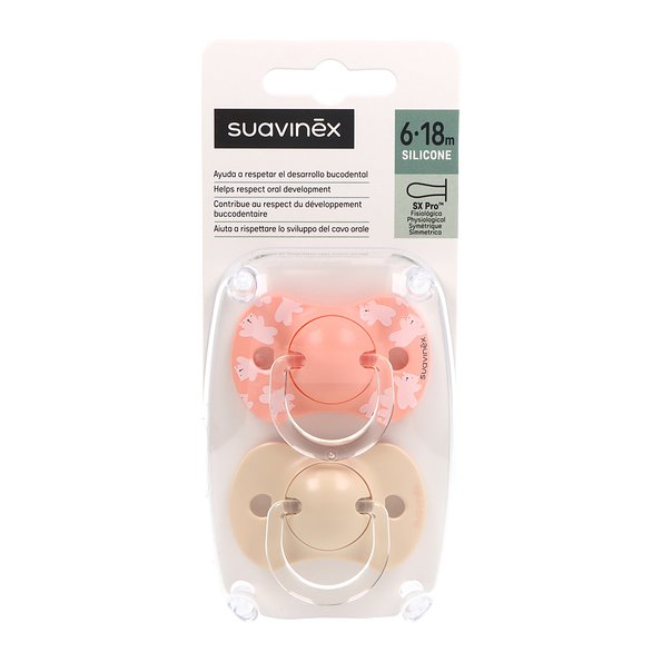 Suavinex Chupete Fisiologico Silicona 6-18m X2