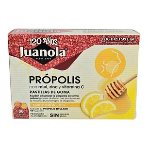 Juanola Propolis Miel Zinc Y Vitamina C 36 Pastillas Limon Miel